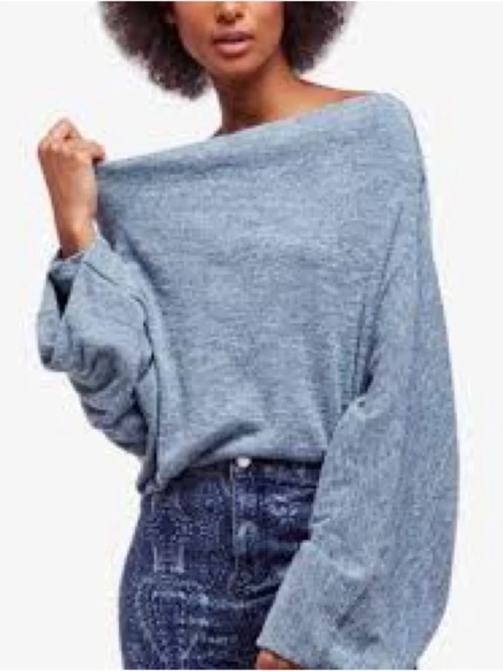 Free People - We The Free Skyline Blue Gray Off The Shoulder Blouse SZ  Medium